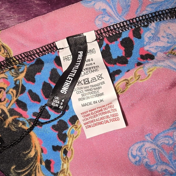 Pretty Little Thing Multi Baroque Tie Side Bikini NWT 0/10 - Picture 7 of 9